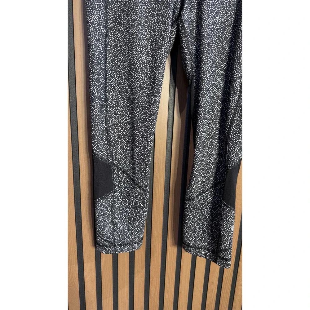 Lululemon Align High Rise Crop Leggings Black White Speckle Mesh Panel Size‎ 6